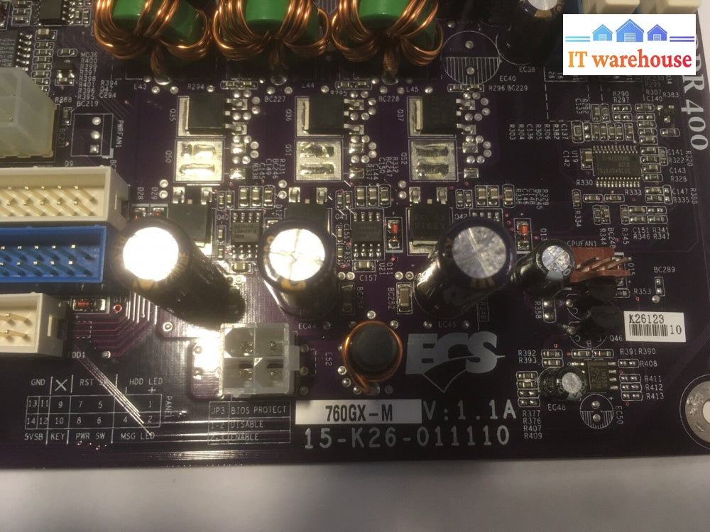 + ECS 760GX-M V1.1A Socket 754 Micro ATX Motherboard + AMD Sempron CPU W/ plate