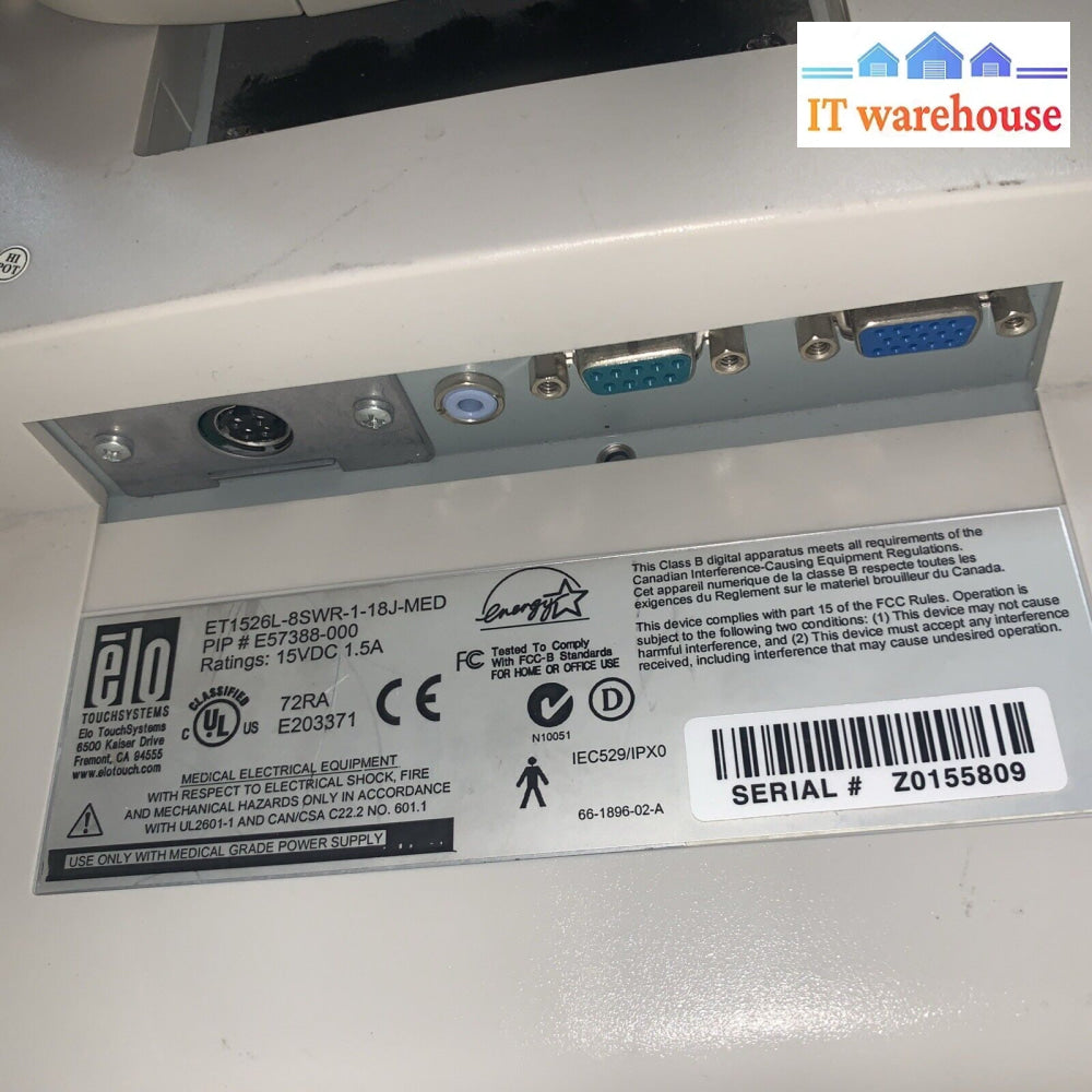 Elo Entuitive Monitor ET1526L-8SWR-1-18J-MED E57388-000 (no Ac Adapter)