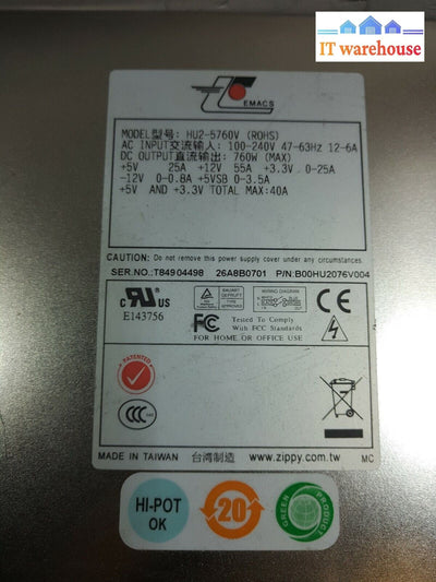 - EMACS HU2-5760V 760W Power Supply With 4PIN/6PIN PCI-E/8PIN CPU CONNECTOR