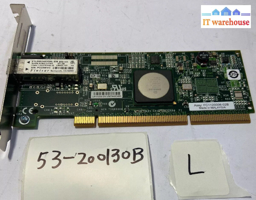 ~ Emulex Intel FC1120006 LP1150-E 4GB 1-Port PCI-X FC Host Bus Adapter