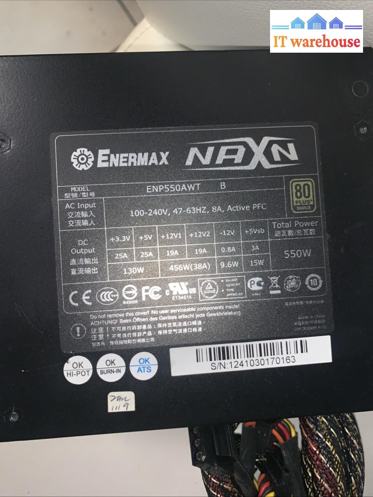 ENERMAX NAXN ENP550AWT 550 W ATX12V Active PFC Power Supply