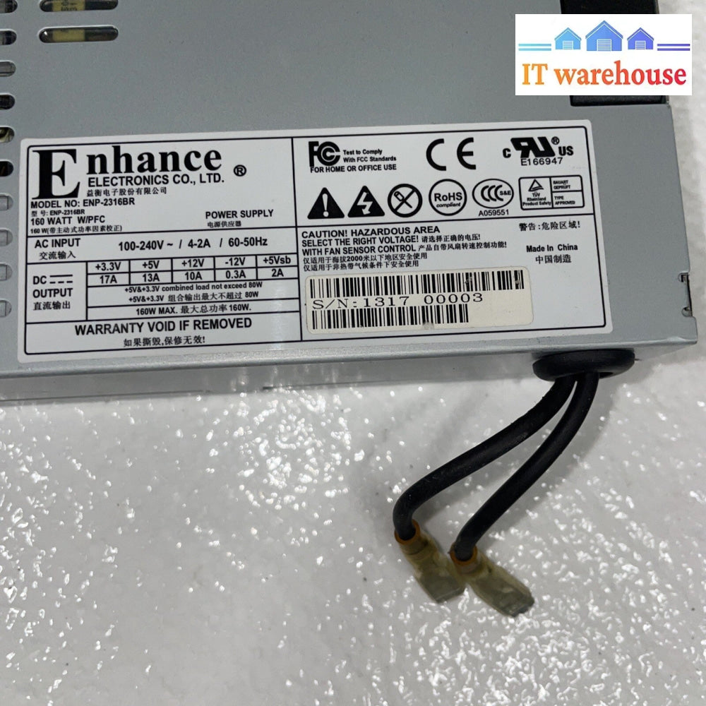 Enhance Electronics ENP-2316BR 160W 20-Pin 1U Flex-ATX PSU Power Supply