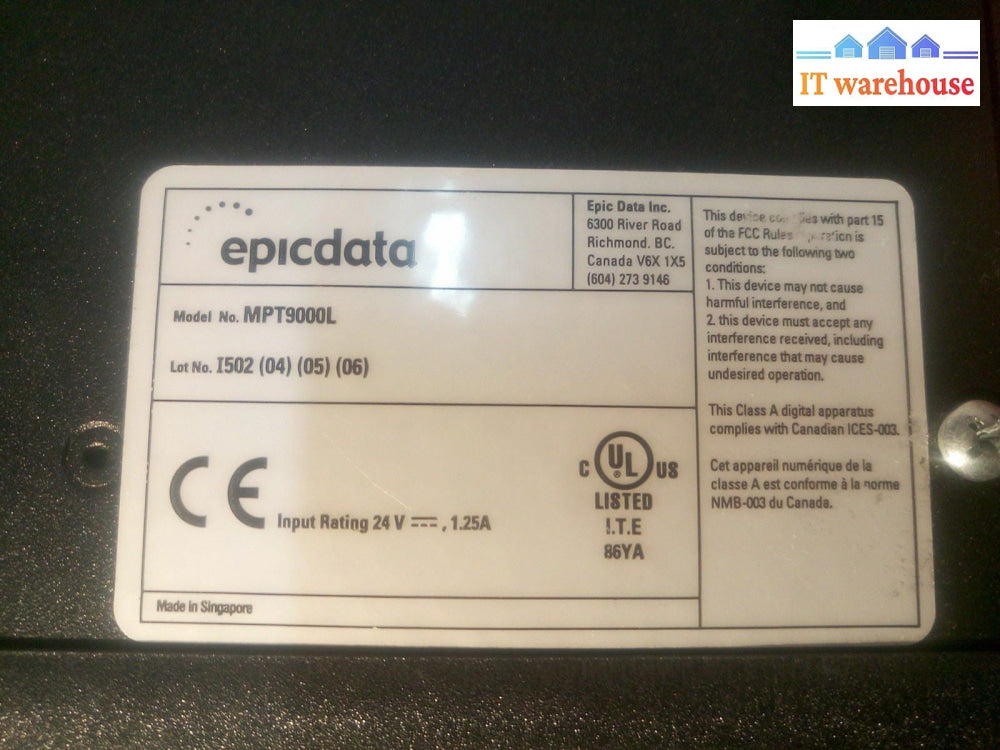 - Epicdata MPT9000L Multi-Purpose Terminal (NO AC ADAPTER)