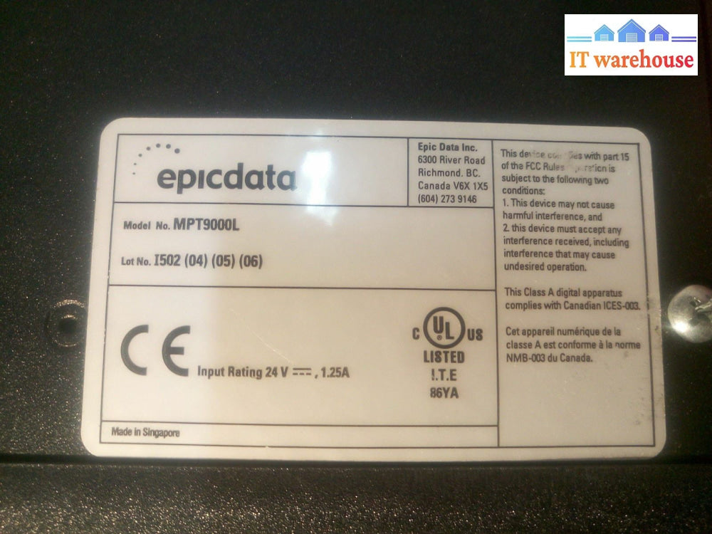 - Epicdata Mpt9000L Multi-Purpose Terminal (No Ac Adapter)