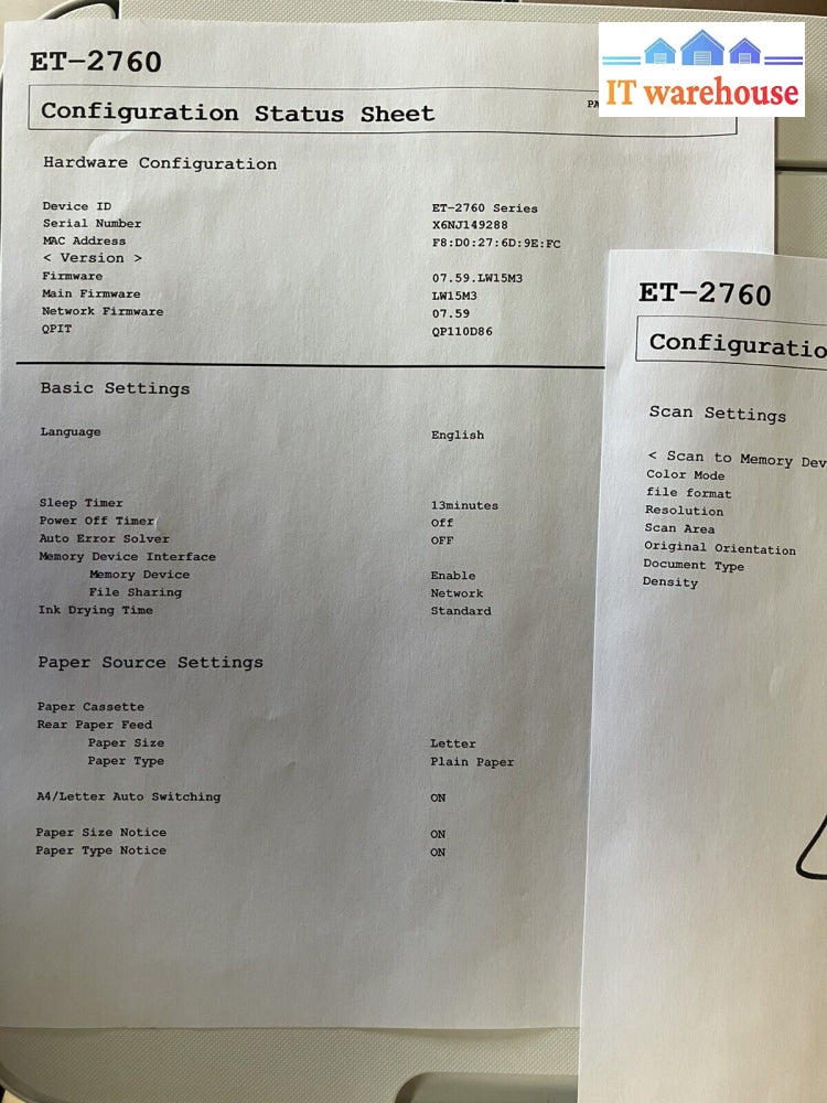 ~ Epson Ecotank Et-2760 Wireless Color Inkjet All-In-One Printer Page Count 1622