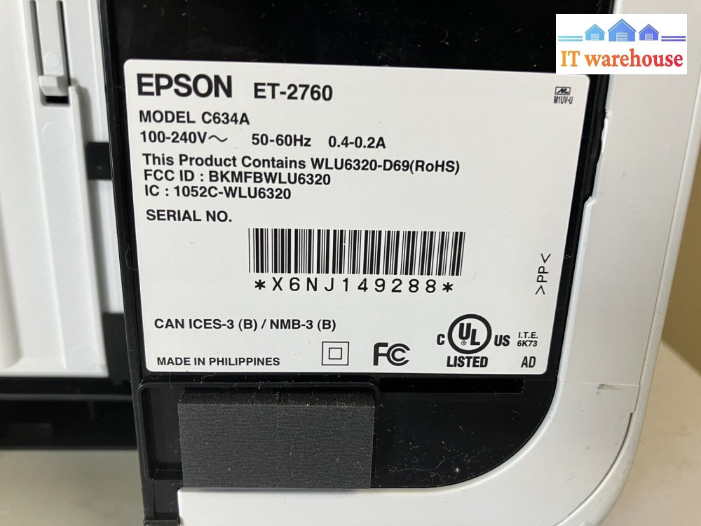 ~ Epson Ecotank Et-2760 Wireless Color Inkjet All-In-One Printer Page Count 1622