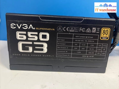 Evga Supernova 650 G3 650W 80 + Gold Modular Atx Power Supply 220-G3-0650 Tested~
