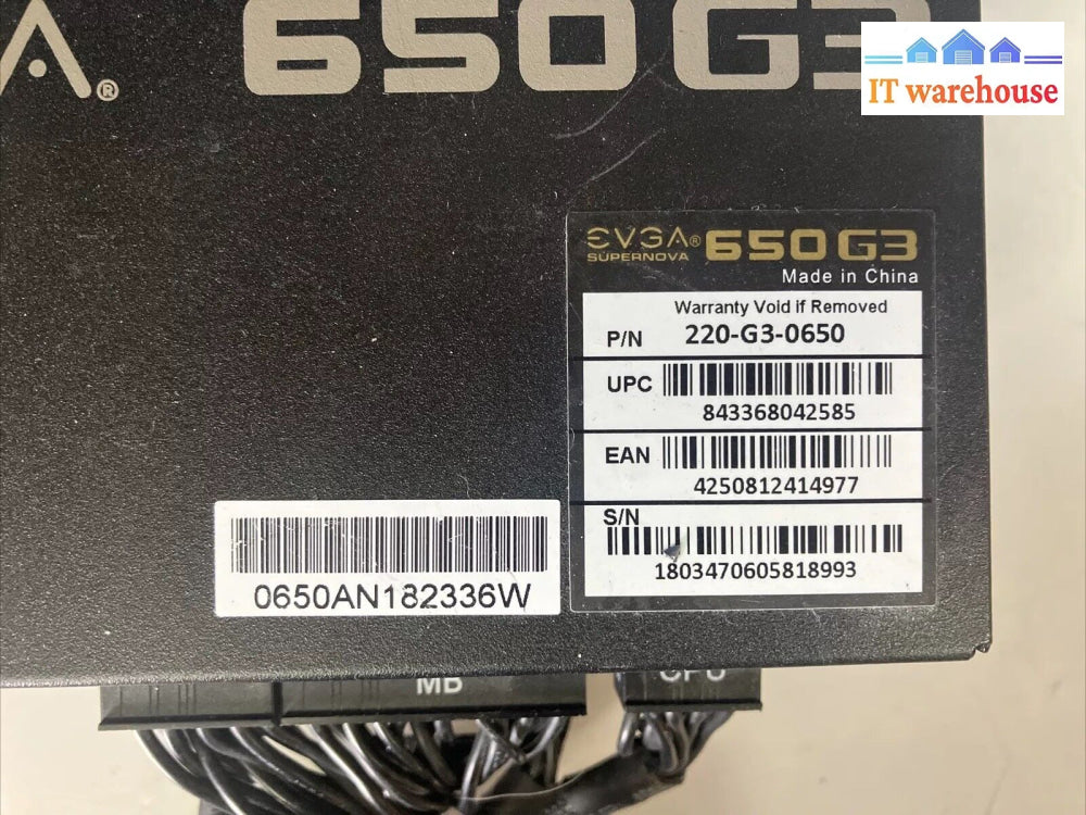 Evga Supernova 650 G3 650W 80 + Gold Modular Atx Power Supply 220-G3-0650 Tested~