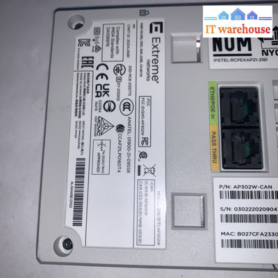 Extreme Networks ExtremeWireless AP302W Dual Band 802.11ax 1.60 Gbit/s Wireless