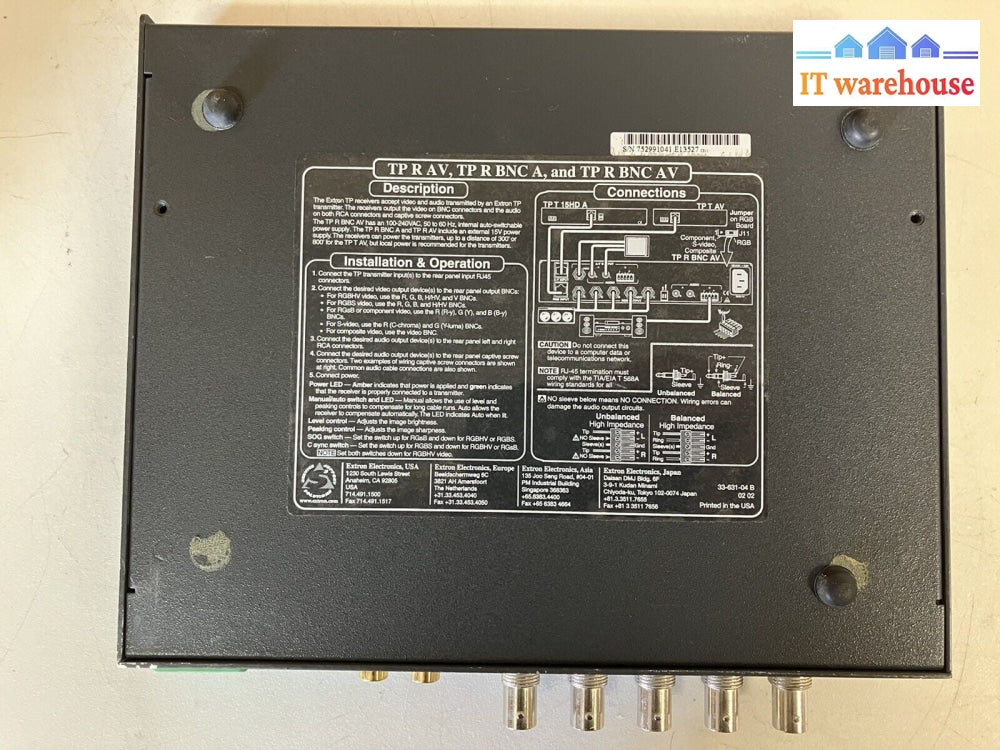 ~ Extron TP R BNC A AV TP Twisted Pair Receiver for RGBHV Audio