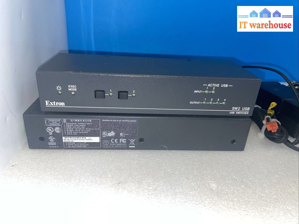 EXTRON XPA 2001-70V Power Amplifier w/ Power & EXTRON SW 2 USB Switch