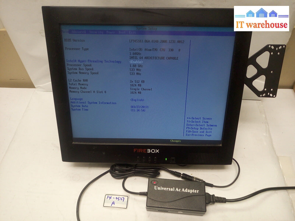 -Firebox U09-T150Dr-Sb 15’ Touchscreen System 1.6Ghz Cpu/1G/160G/Ac No Os/Stand