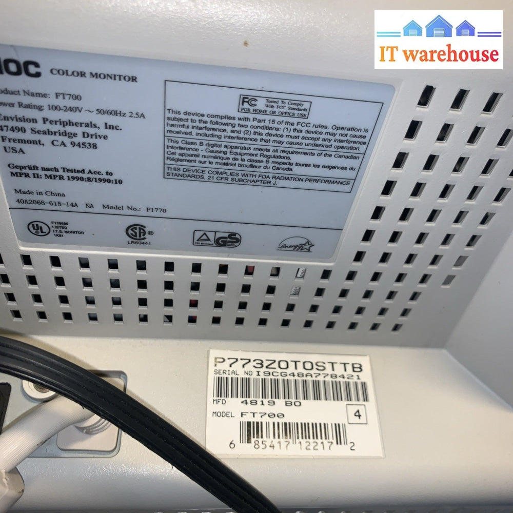 Flat screen ~ AOC FT700 17” CRT VGA Monitor Retro Gaming Display 1280 x 1024