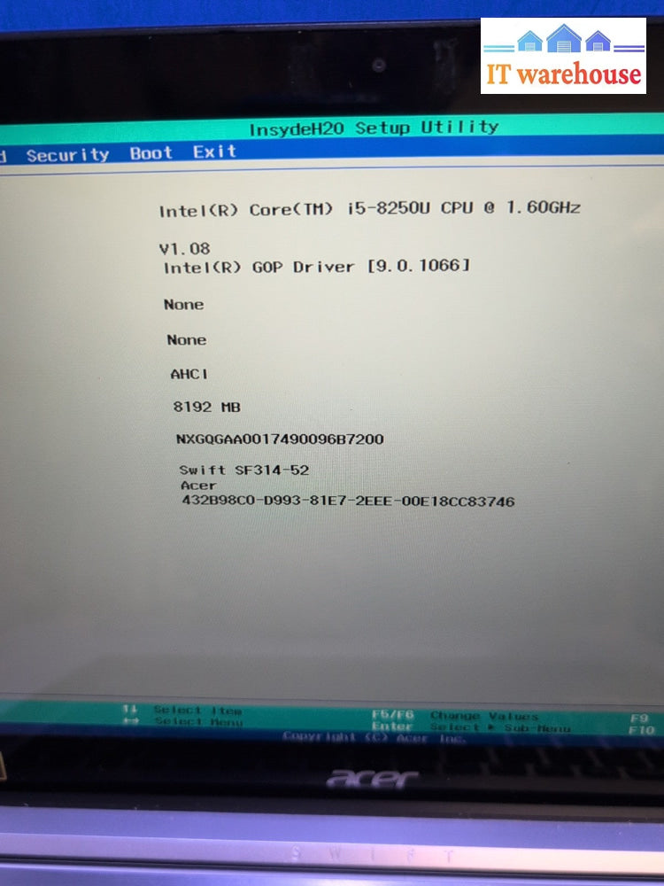 (*For Parts) Acer Swift SF314 14" Laptop Intel i5-8250U/8GB (NO SSD, NO AC) -