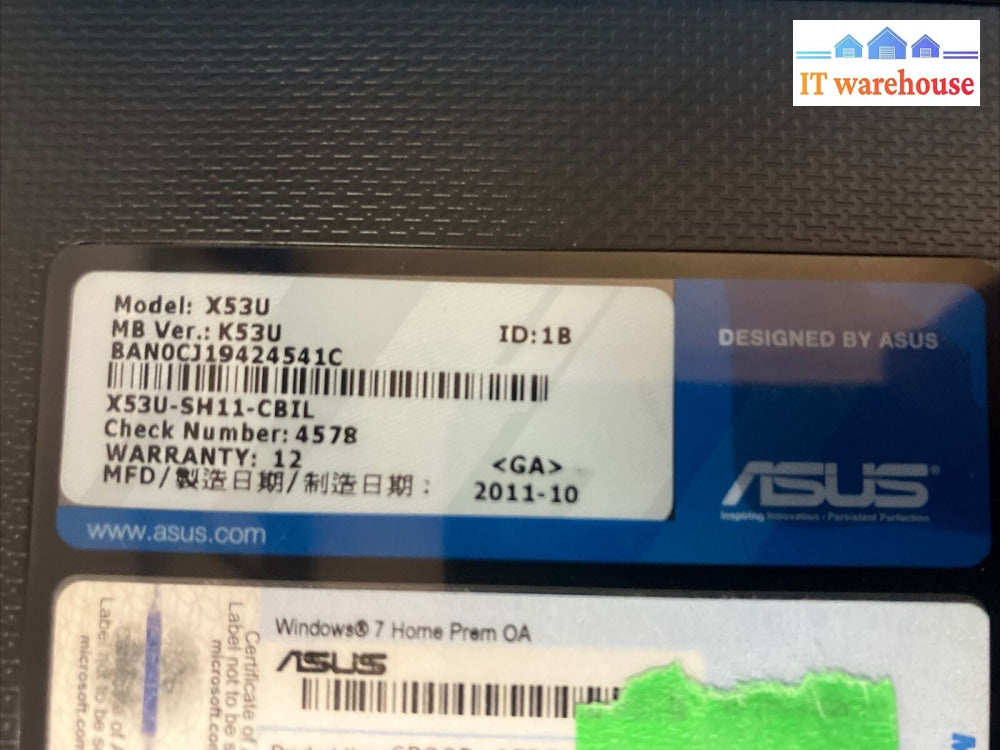 ~ (For Parts) Acer X53U 15.6" Laptop W/ AMD C-60 1GHz APU 2GB RAM No Disk (READ)