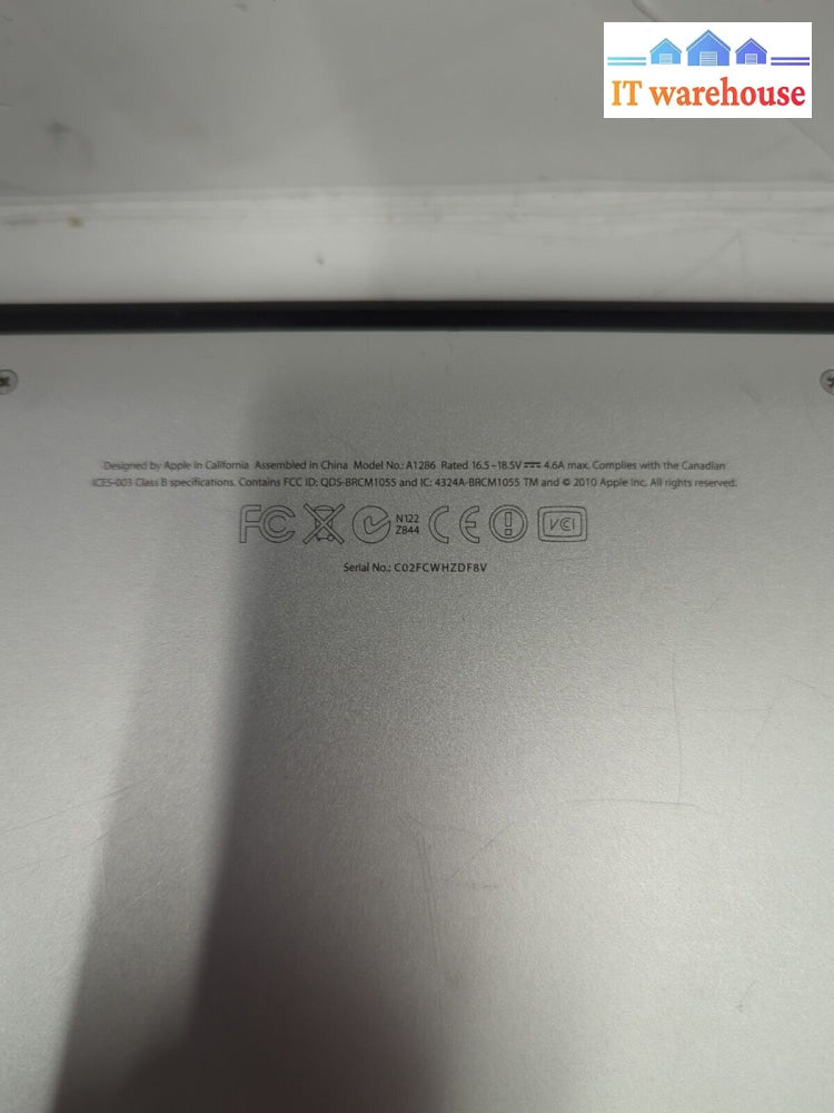 (FOR PARTS) Apple MacBook Pro A1286 2011 i7-2635QM (NO RAM NO HDD,NO AC)