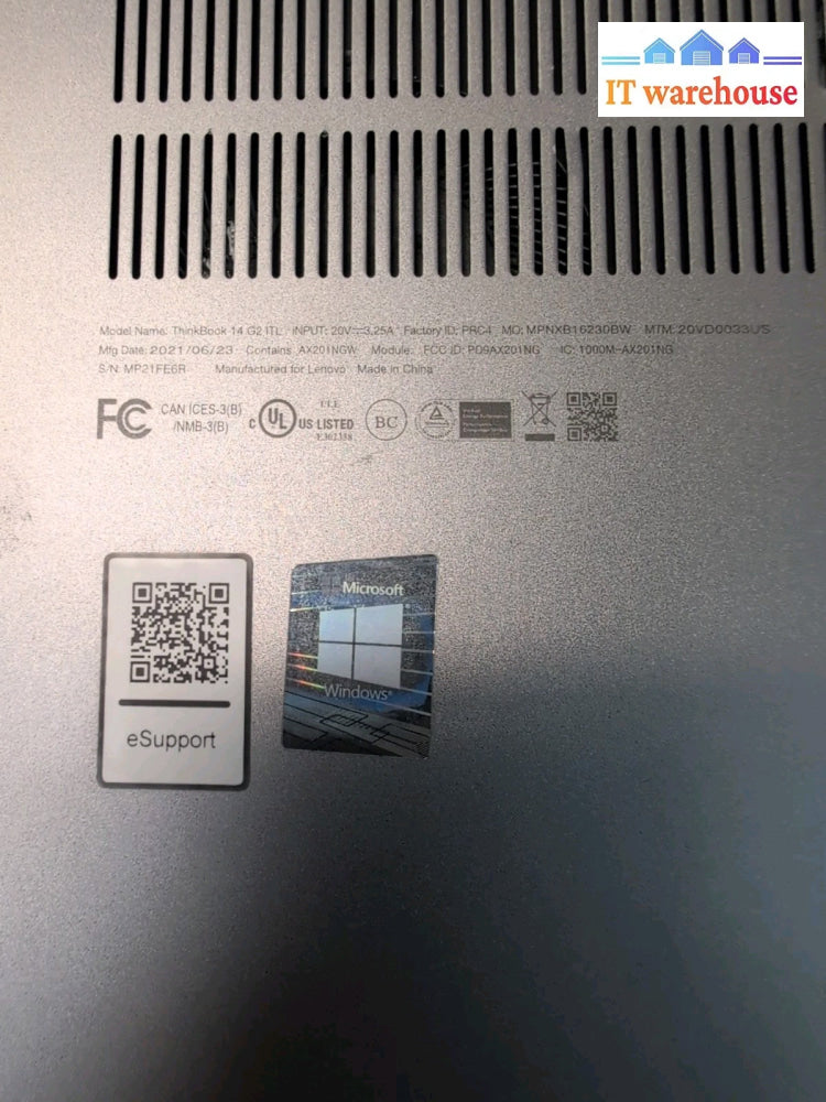 (FOR PARTS) Lenovo ThinkBook 14 G2  ITL 14" Laptop i5-1135G7 CPU (NO RAM/SSD ) -