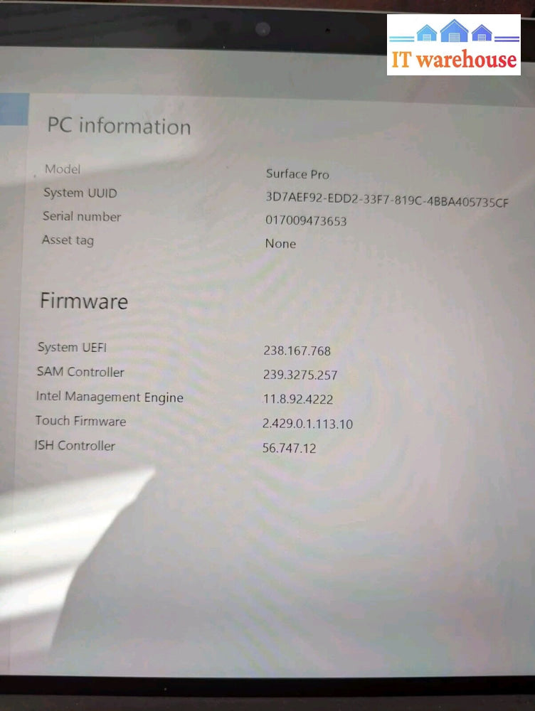 (For Parts) Microsoft Surface Pro 5 1796 12.3’’ (No Touch) -