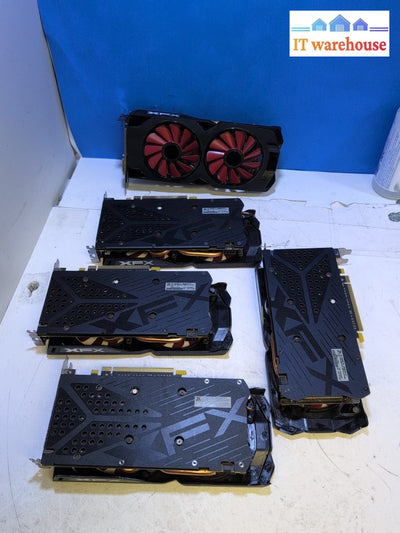 (For Parts,  Non-Working) 5x XFX AMD Radeon RX 580 Black 8GB GPU (RX-580S85D) -