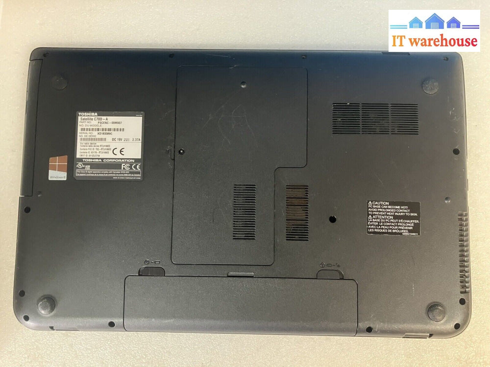 ~(For Parts) Toshiba Satellite C70D 17.3" Laptop AMD A4-5000 No Disk (Bad Screen