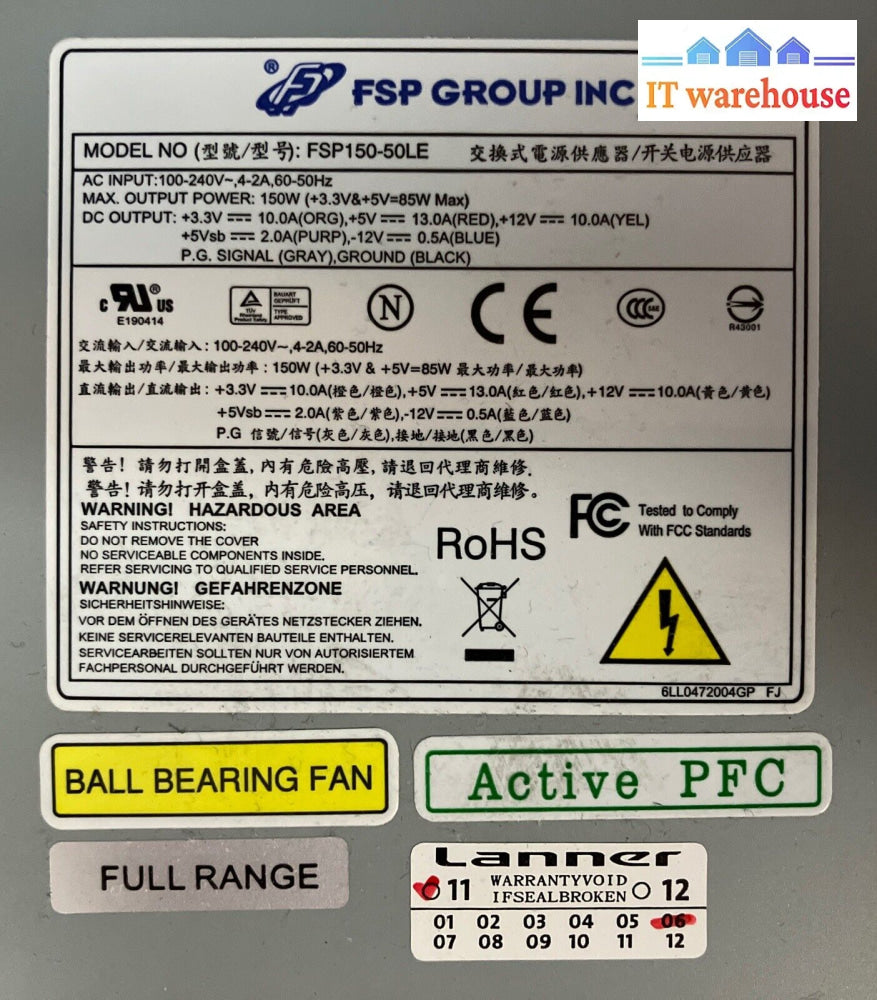 Fsp Fsp150-50Le 150W Industrial Bearing Fan Active Pfc Power Supply 9Pa1503412 ~