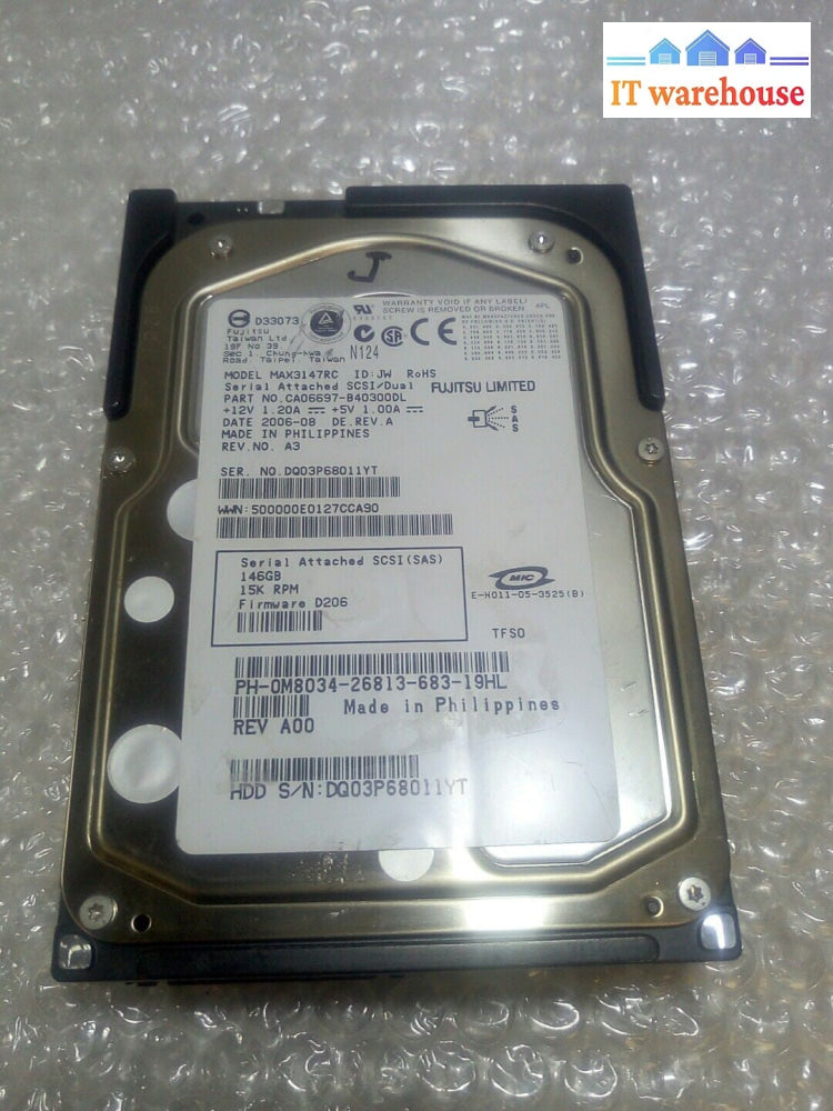 - Fujitsu MAX3147RC 146GB Internal 15000 RPM 3.5" HDD Hard Drive 0M8034