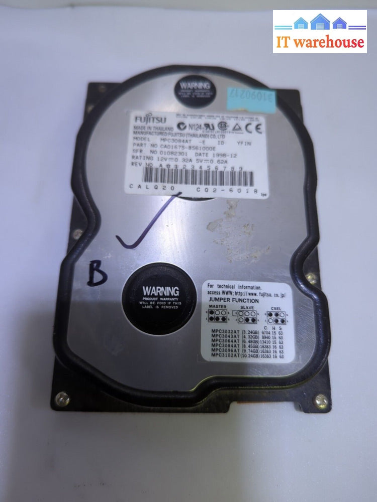 Fujitsu Mpc3084At 8.4Gb 3.5” Ide Hard Drive Tested -