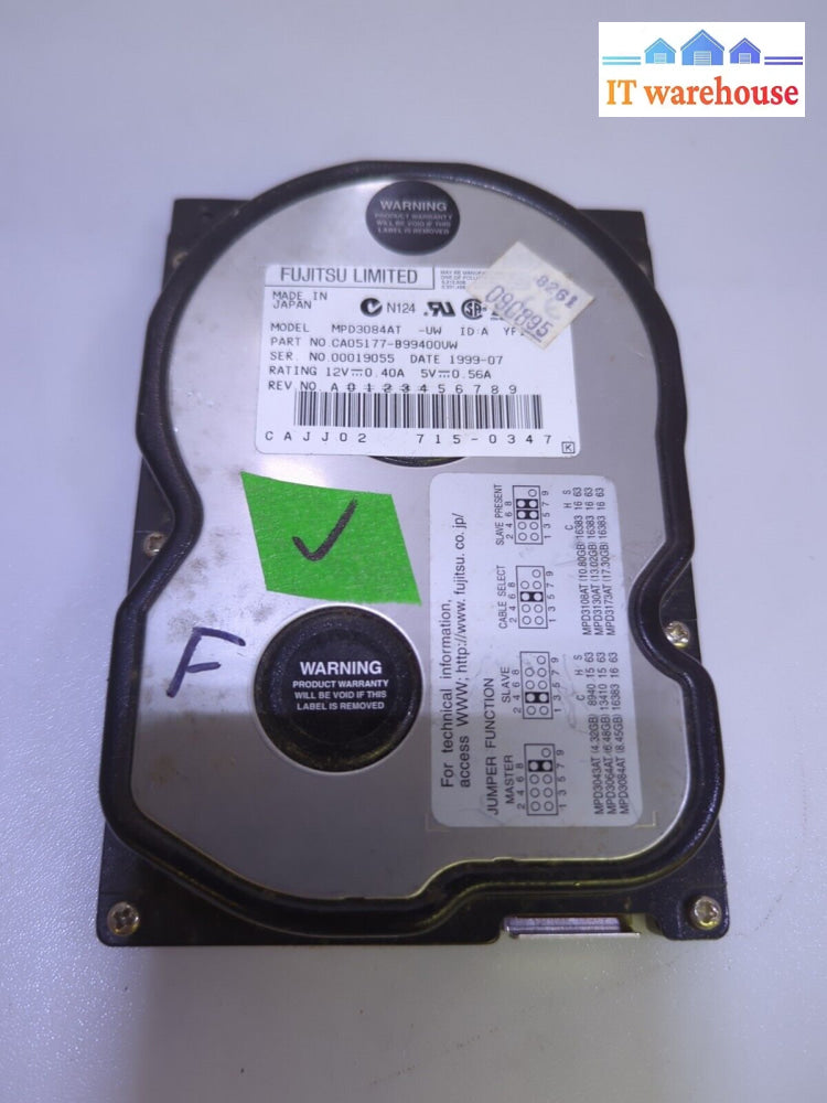 Fujitsu Mpd3084At 3.5’ Ide Hdd 8.4Gb Ultra Dma/66 5400Rpm Tested -