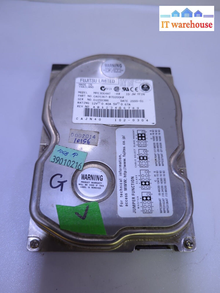 Fujitsu Mpe3064At 3.5’ Ide Hdd 6.4Gb Tested -