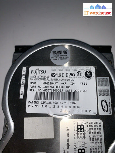 Fujitsu MPG3204AT 3.5" 20GB 5400RPM IDE HDD HARD DRIVE