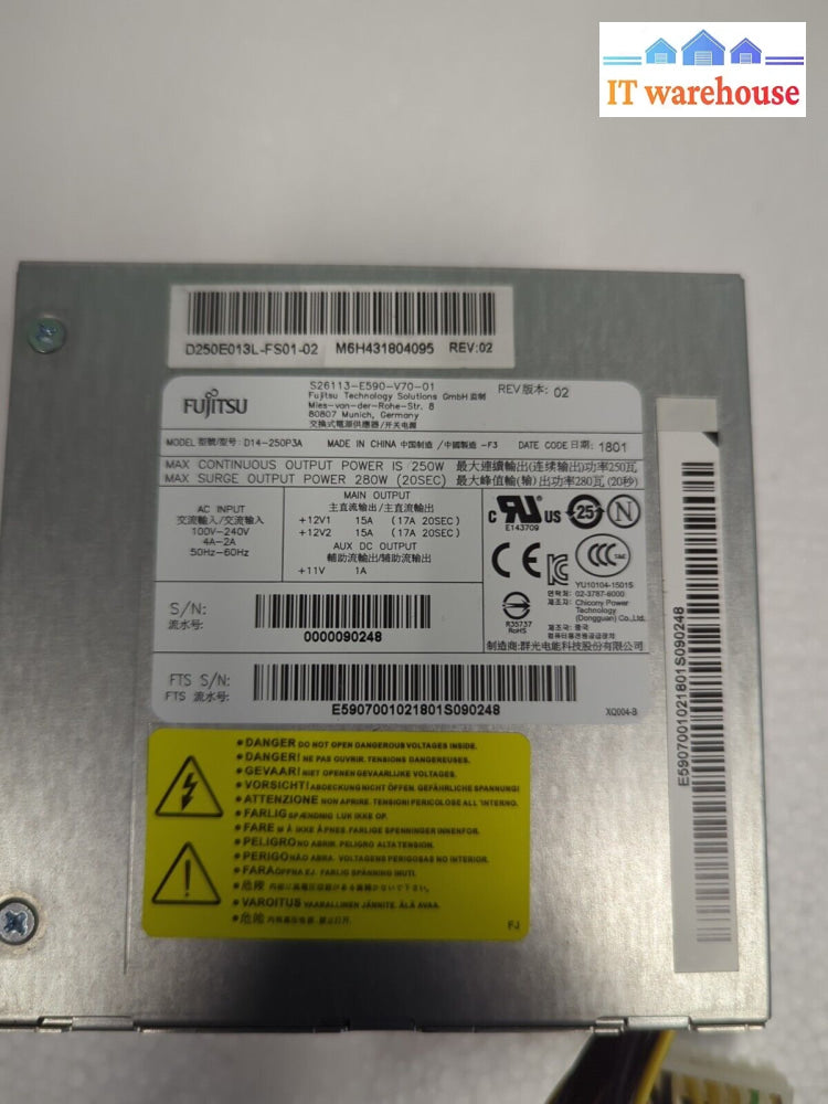 Fujitsu S26113-E590-V70-01 D14-250P3A 250W PSU Power Supply For D757