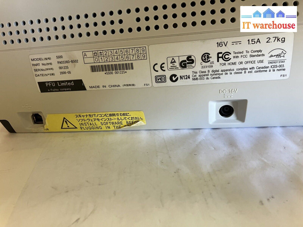 ~ FUJITSU SCANSNAP S500 PA03360-B502 Document Scanner **Tested/Working**