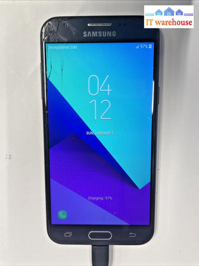 Galaxy J3 Prime   16GB with cracked screen unlocked Smartphone  TESTED  +