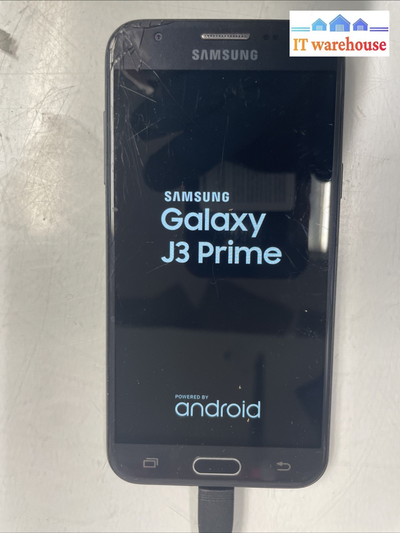 Galaxy J3 Prime   16GB with cracked screen unlocked Smartphone  TESTED  +