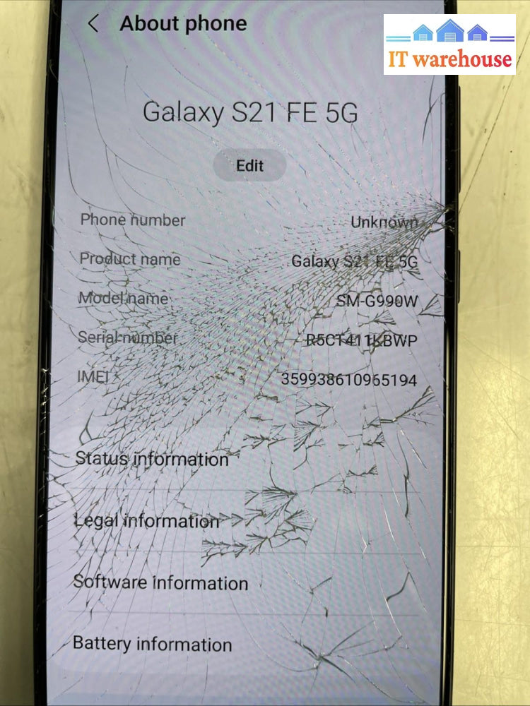 Galaxy S21 FE 5G SM-G990W Unlocked 128GB Unlocked  cracked screen Tested +