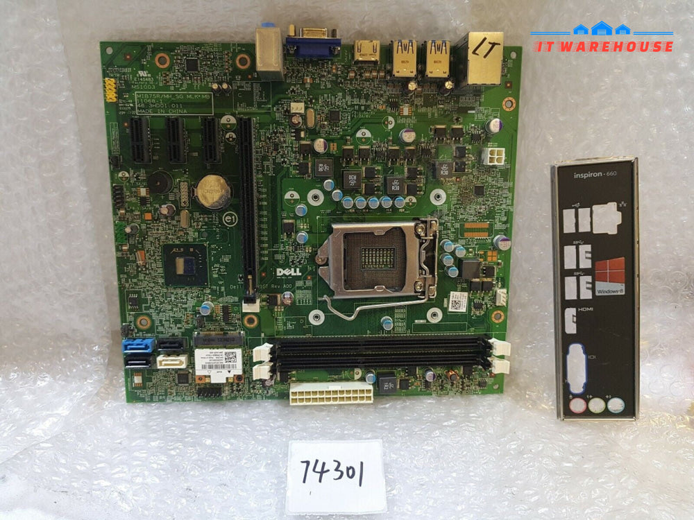 - Genuine Dell 0XR1GT XR1GT Socket LGA1155 Motherboard with I/O Backplate Tested