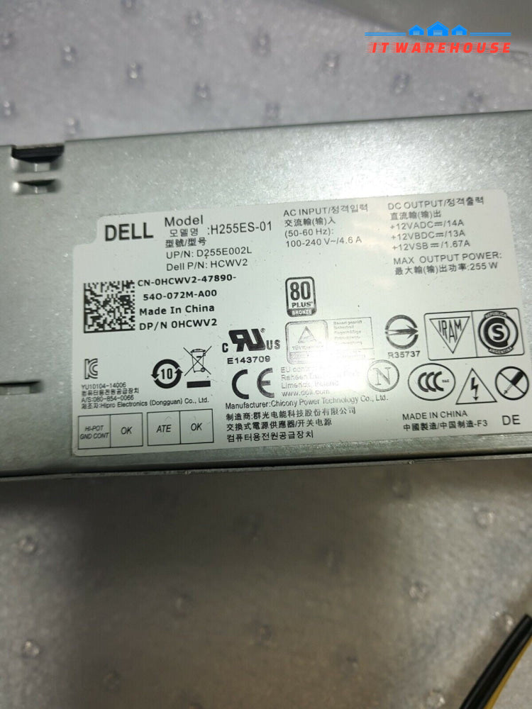 - Genuine Dell 3020 7020 9020 SFF 255W Power Supply H255ES-01 HCWV2 Tested 