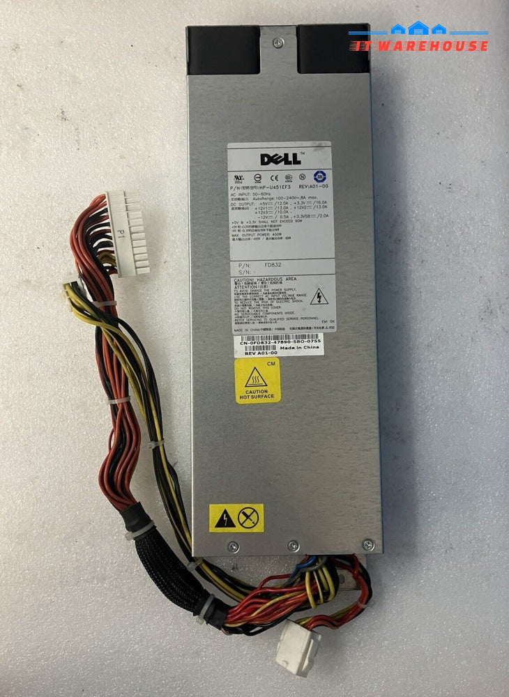 GENUINE Dell FD832 0FD832 450W Power Supply PSU HP-U451EF3 ~