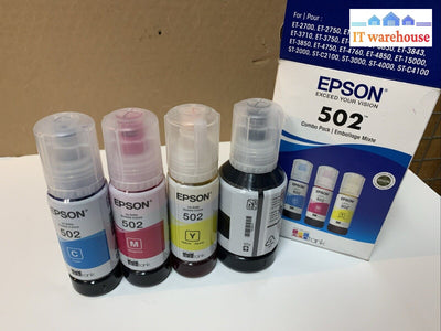 Genuine Epson 502 Ink Bottle 4 Pack for ET-2700 ET-2750 ET-3700 ET-3750 (80%