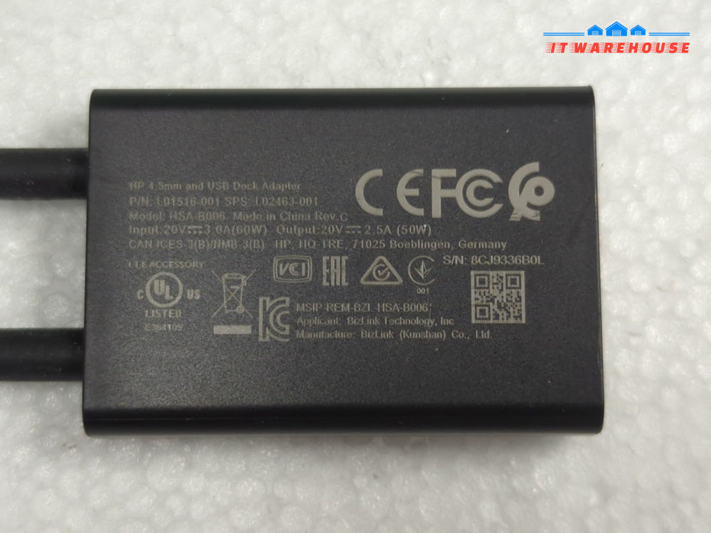 Genuine HP 4.5MM USB Dock Adapter P/N L02463-001 L01516-001 HSA-B006 -