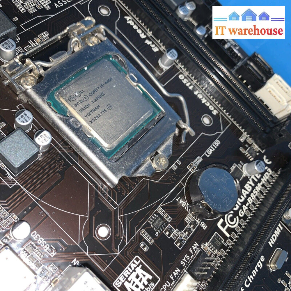 Gigabyte GA-B85M-HD3 Intel B85 Motherboard LGA 1150 DDR3 Micro ATX + i5-4460 CPU