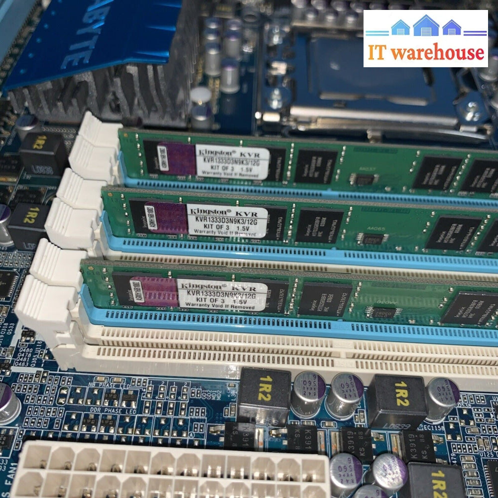 GIGABYTE GA-EX58-DS4 LGA 1366 DDR3 ATX Motherboard W/ Intel i7-920 CPU+12GB ram