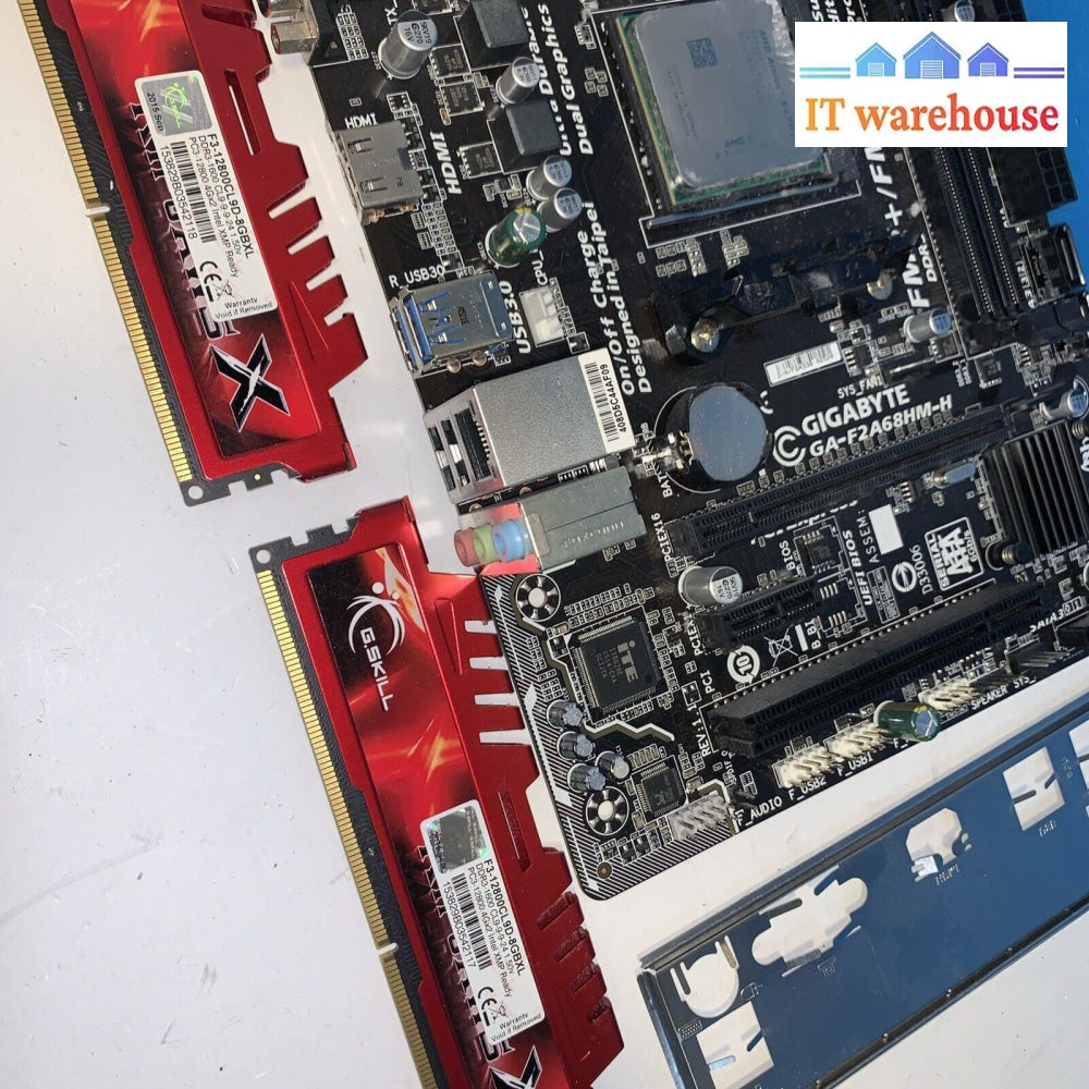 GIGABYTE GA-F2A68HM-H Micro ATX Motherboard With I/O Shield, 2x4GB Ram& CPU