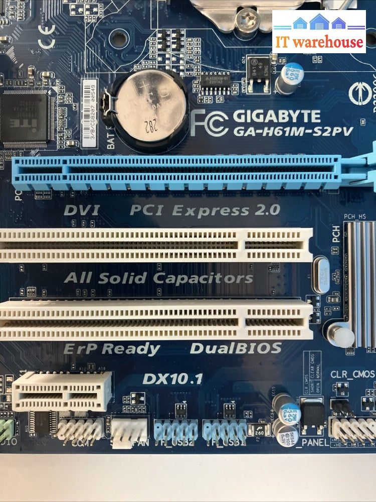 Gigabyte GA-H61M-S2PV LGA1155 DDR3 Intel Motherboard With I/O Shield ~
