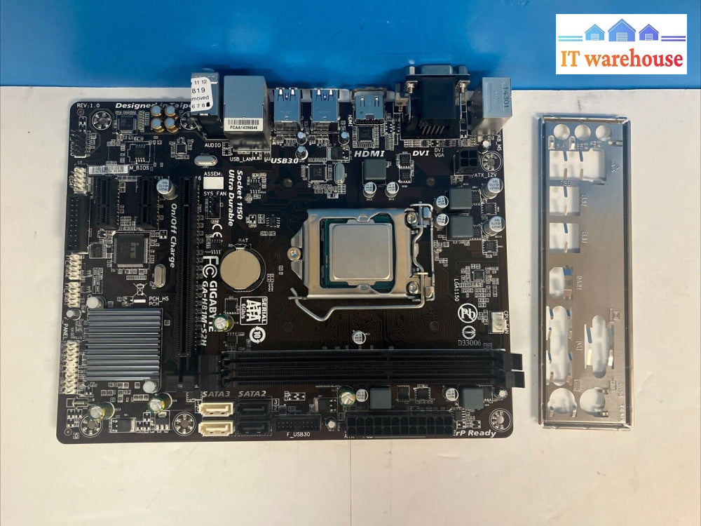 GIGABYTE GA-H81M-S2H SOCKET 1150 With Intel Pentium G3240 CPU + I/O Shield ~
