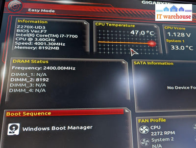 Gigabyte GA-Z270X-UD3 DDR4 USB3.1 Z270 LGA 1151 ATX Motherboard + i7-7700 CPU -