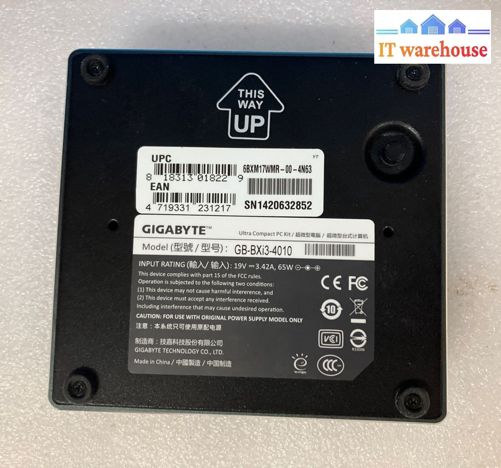~GIGABYTE GB-BXi3-4010 Ultra Compact Desktop PC i3-4010U /4GB RAM /No mSATA Disk