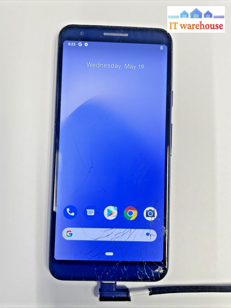 Google Pixel 3a 64GB  (Unlocked) with cracked screen Smartphone Tested  +
