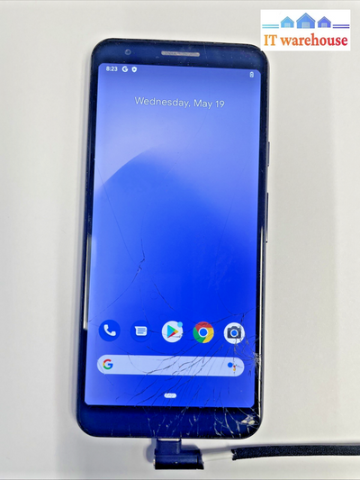 Google Pixel 3a 64GB  (Unlocked) with cracked screen Smartphone Tested  +