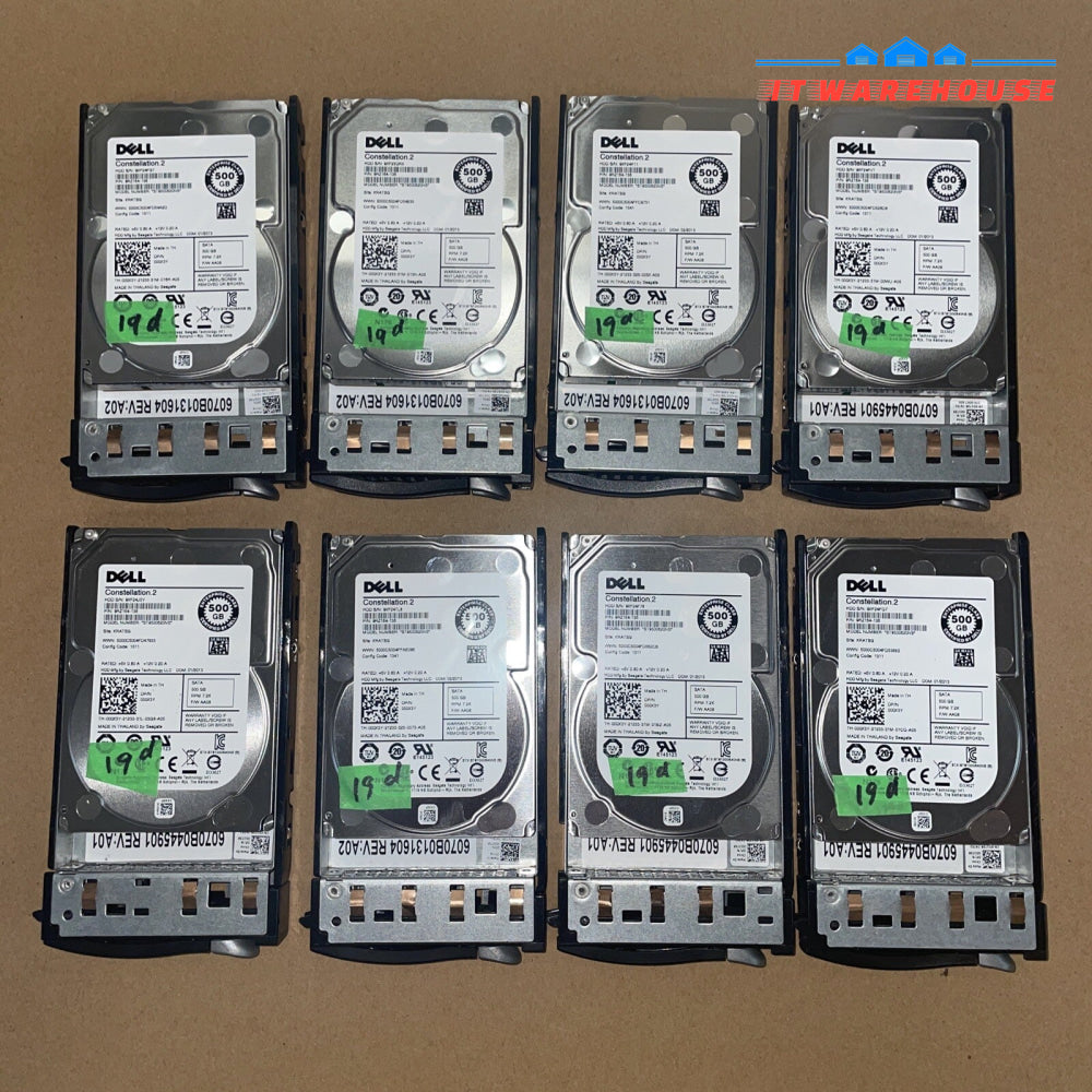 * (GRADE A,19days) 8x Dell 500GB 2.5" SATA Hard Drive 00X3Y ST9500620NS W/Tray